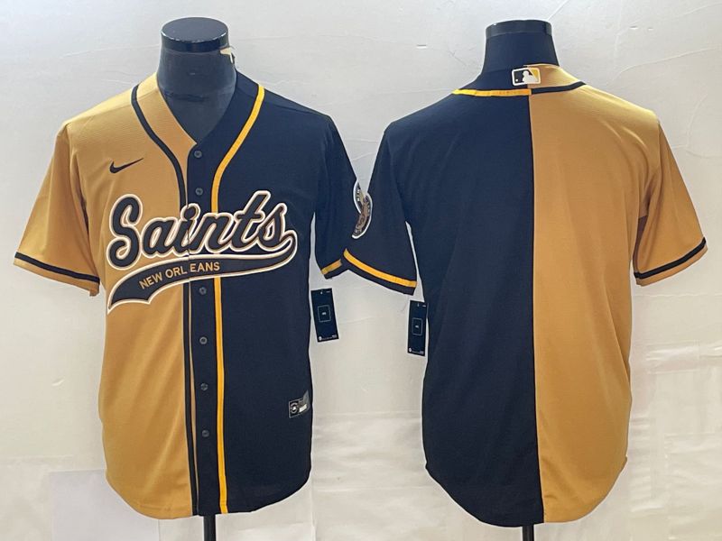 Men New Orleans Saints Blank Yellow black Co Branding Nike Game NFL Jersey style 1->baltimore ravens->NFL Jersey